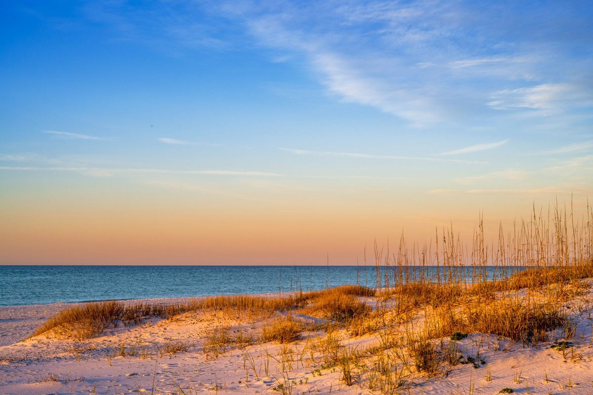 Sunset over the dunes near Good Tides Only